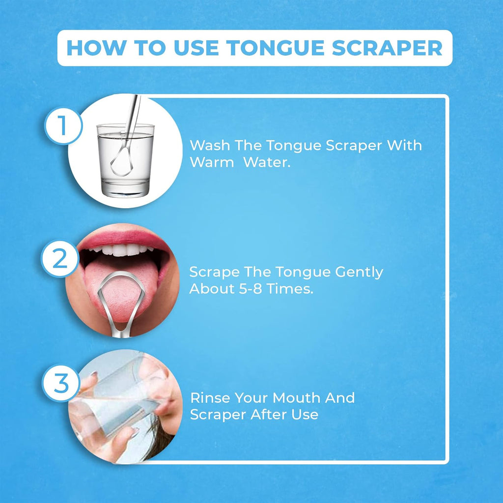 Tongue Scraper for Adults by HOKIN Stainless Steel Tongue Cleaners Reduce Bad Breath 100% Metal Tough Scrapers Men and Women Hygiene Product