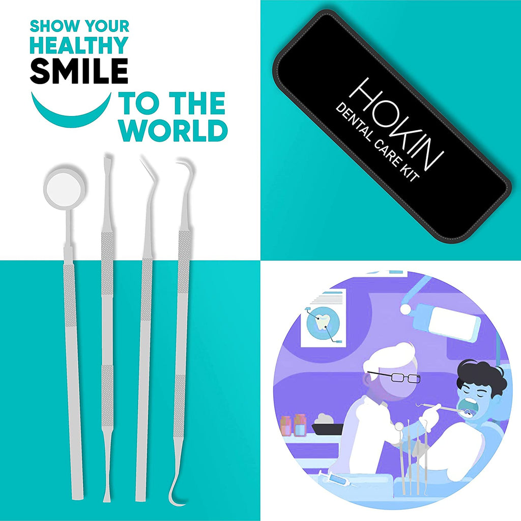 HOKIN Plaque Remover Teeth Cleaning Tool 4 Pcs Dental Care Kit Tooth for Men Women Kids and Pet Care